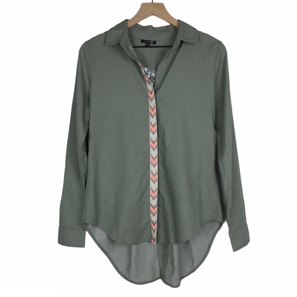 COPPER KEY Shirt Button Up Long Sleeve Embroidered Hi Lo Southwestern Size Small - Picture 11 of 11